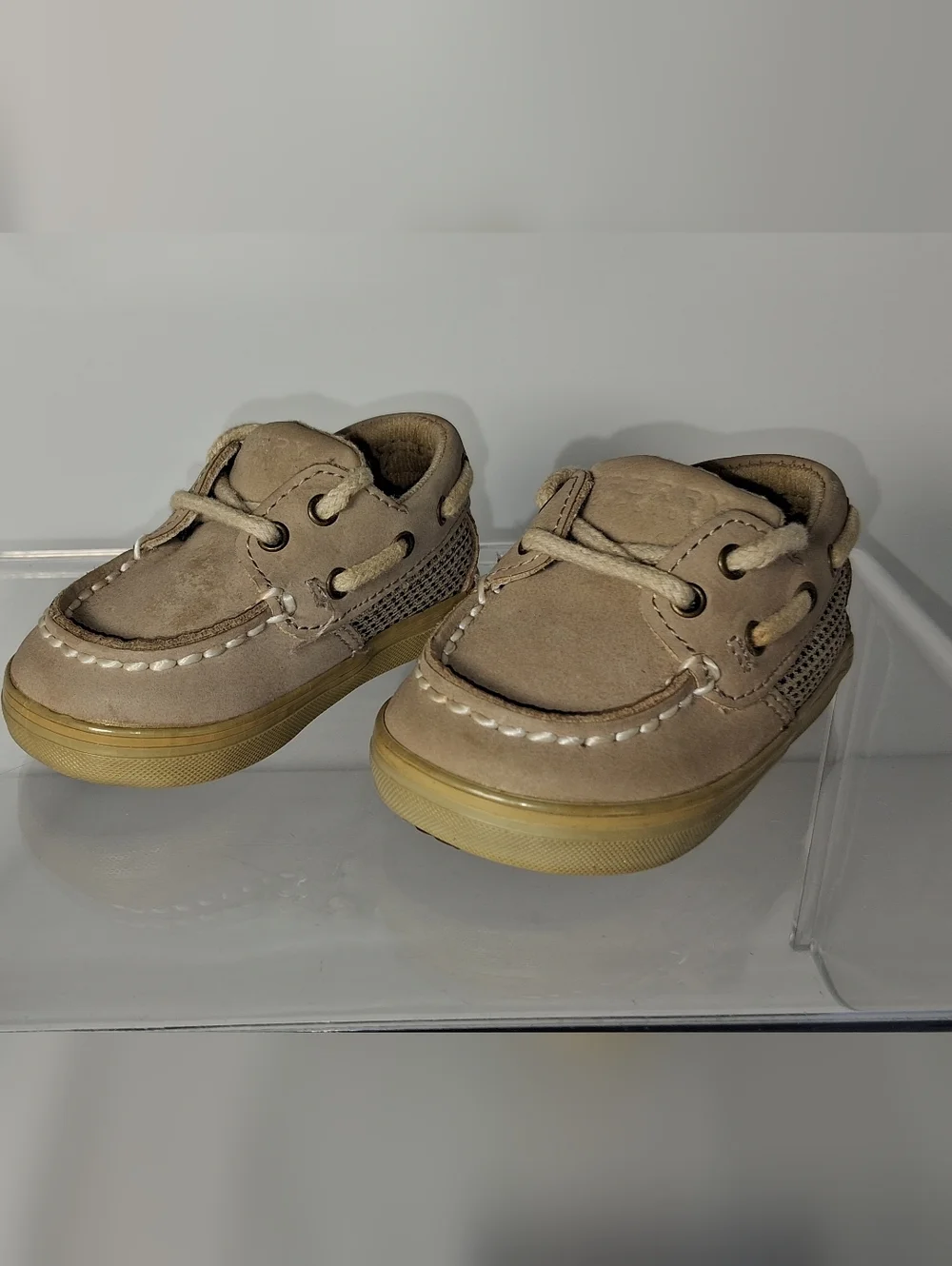 Sperry Top Sider Girls 1M Toddler Intrepid Crib Oat Linen Lace Up Boat Shoes
